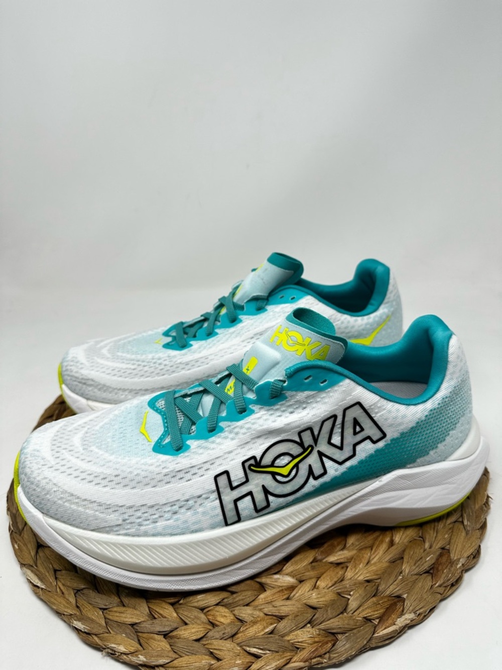 HOKA ONE Mach X Running Shoes White Blue Glass Size 10 Men's - Picture 4 of 10